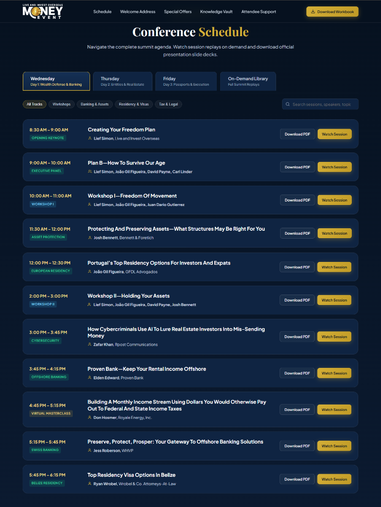 Online Event Portal Schedule and Session Replays