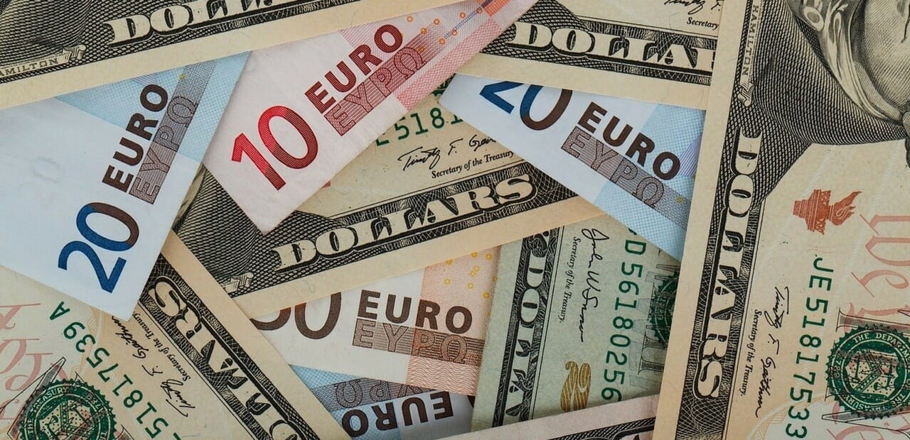 a pile of dollars and euros