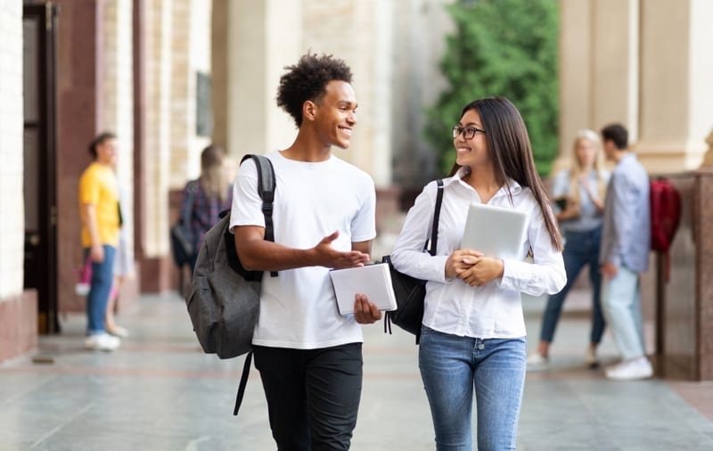 College friends walking 