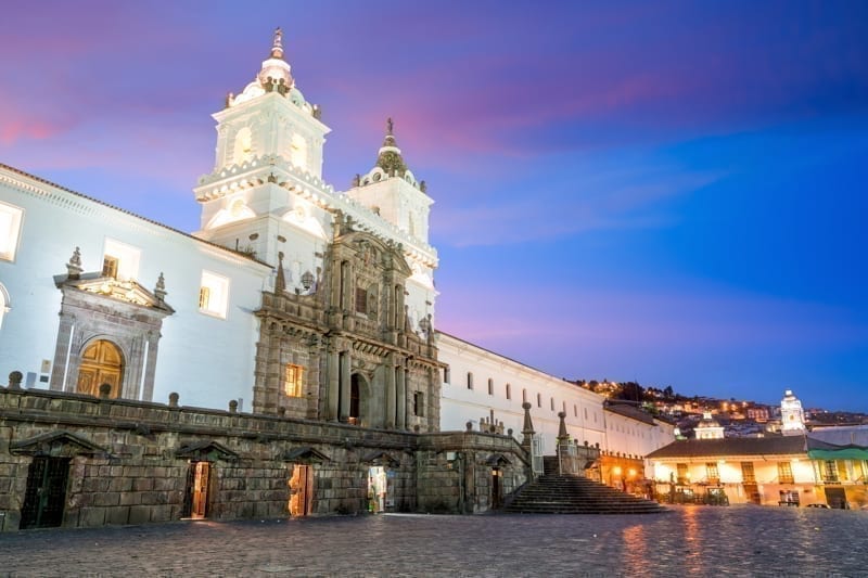 Plaza de San Francisco in old town Quito, Ecuador. humidity overseas