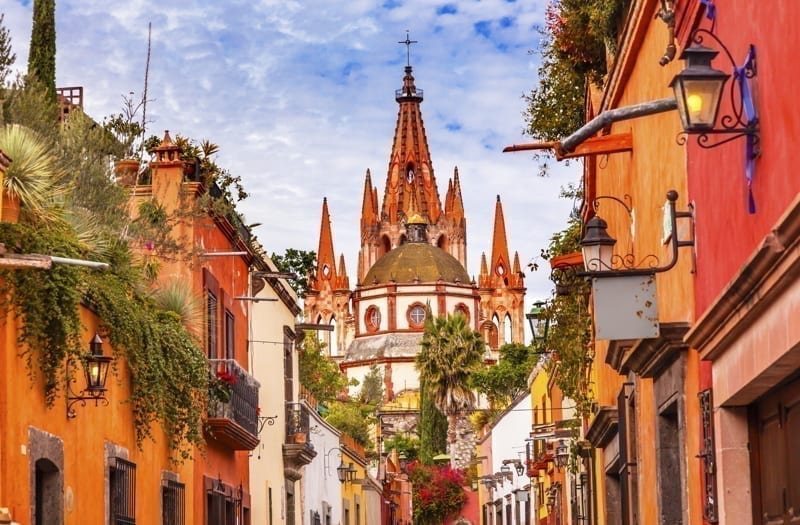 Parroquia Archangel church Dome Steeple San Miguel de Allende, Mexico. taxes in mexico