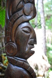 Wooden mayan sculpture in Belize