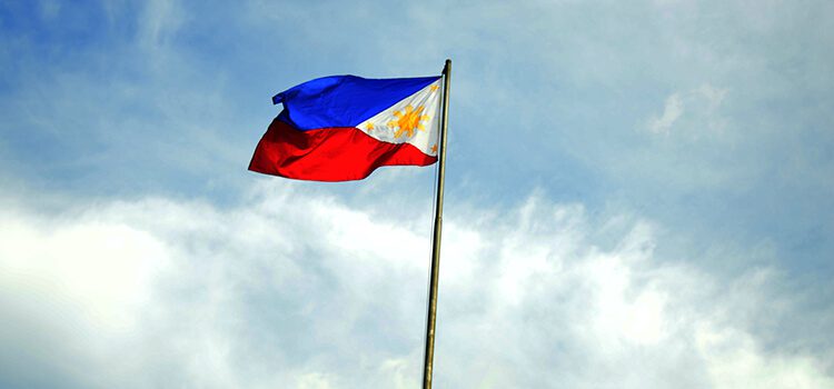 Filipino flag blowing in the wind