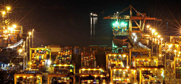 Containers in Port of Manila at night