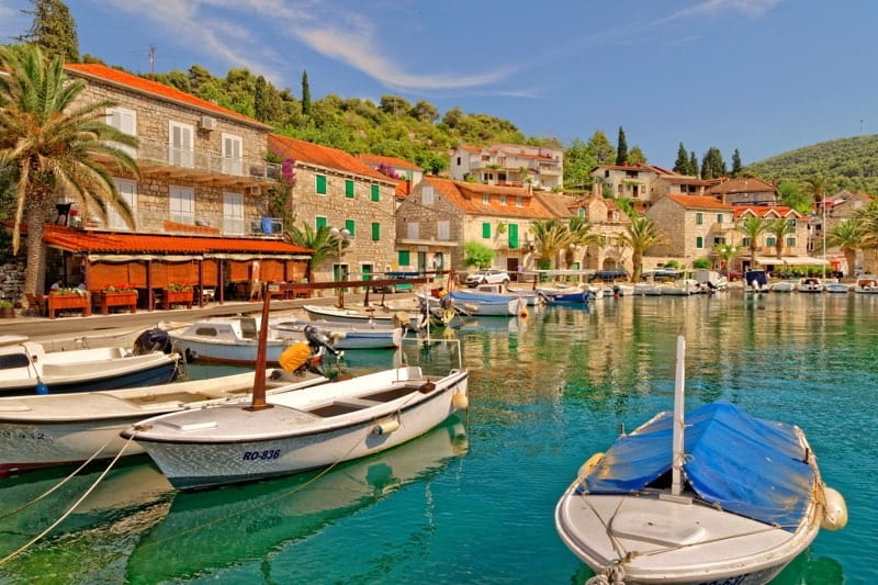 Harbour at Stomorska village on the island of Solta, Croatia.