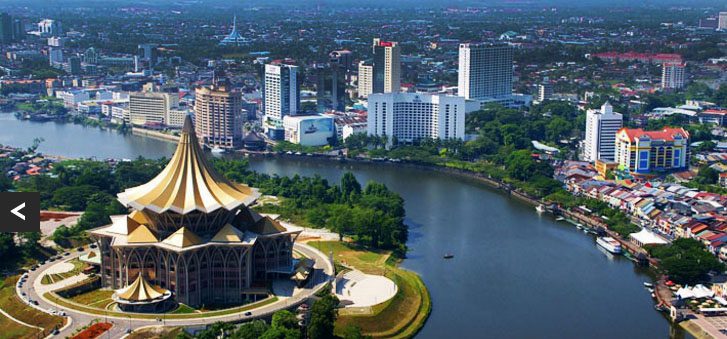 Aerial View of a temple in Kuching