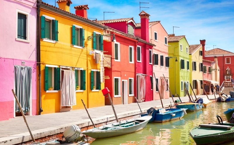 Colourful houses - Burano Island near Venice, Italy.