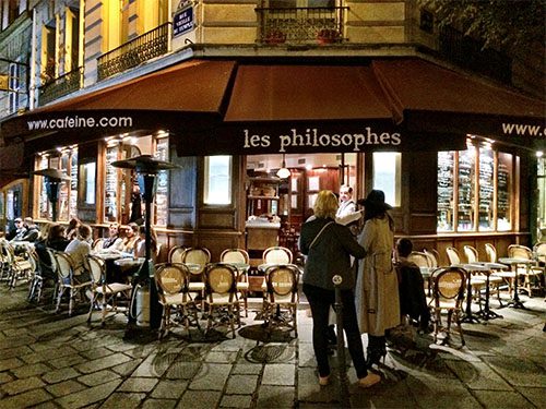 view of a popular Paris cafe