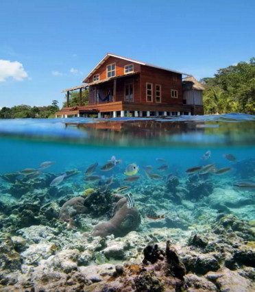 A house right next to the ocean