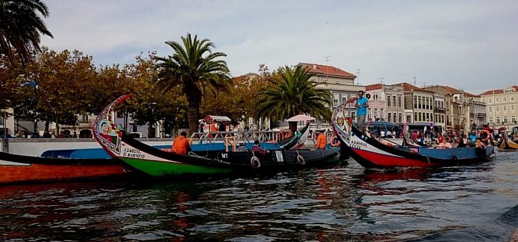 Traveling along Portugal's waters with a brightly colored boat