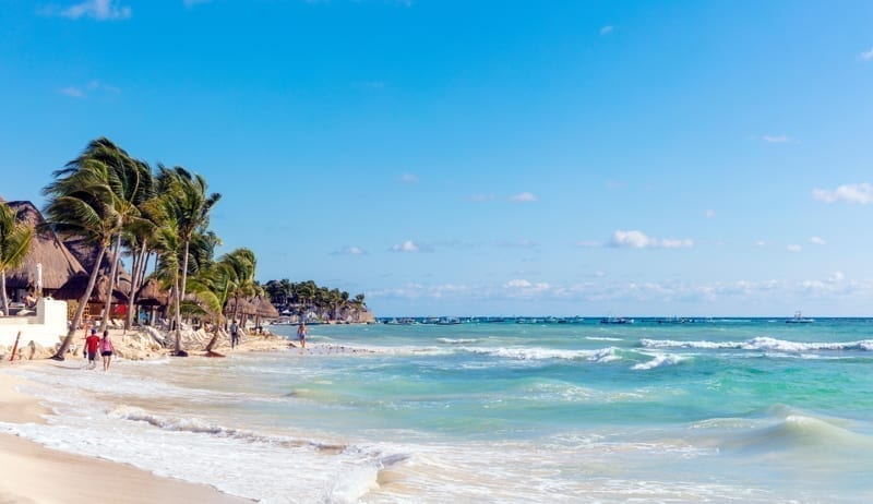 White sand beach in Playa del Carmen, Riviera Maya, Mexico.