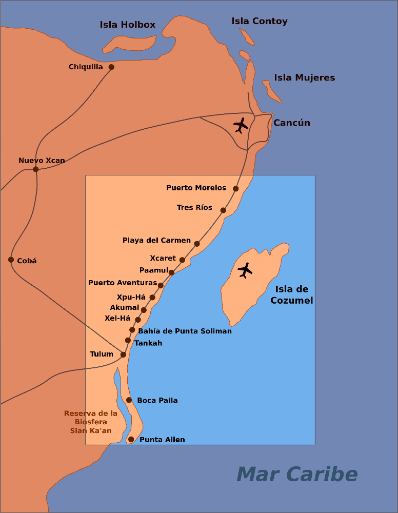Map of Cancun, Mexico