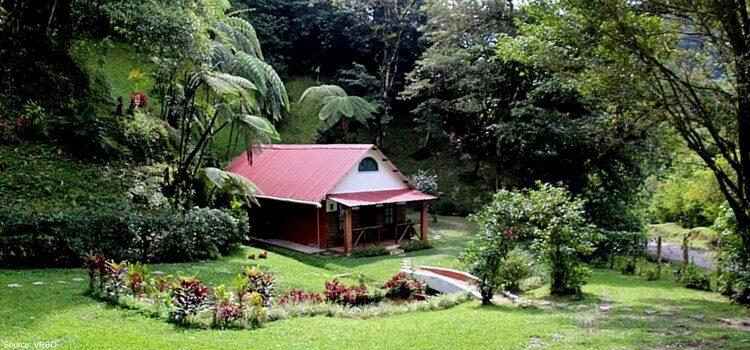 The beautiful hills of El Valle, Panama with a nice little cabin nestled away in the foliage