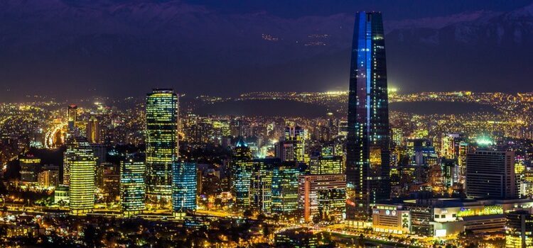The bright lights and touring buildings of Santiago show a thriving Chile economy at work.