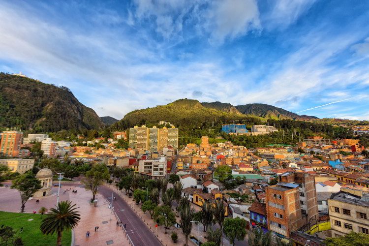 View of Journalist's Park in Bogota, Colombia.