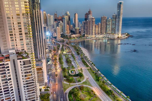 View of avenue balboa and panama city bay