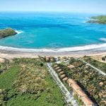 aerial view of the horseshoe shaped beach in Venao