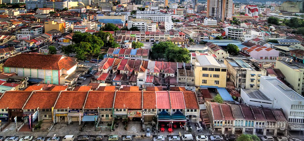 aerial vew of apartments in George Town Malaysia