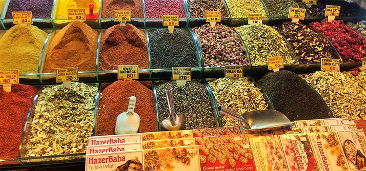 Mounds of Spices and Teas For Sale At A Local Market