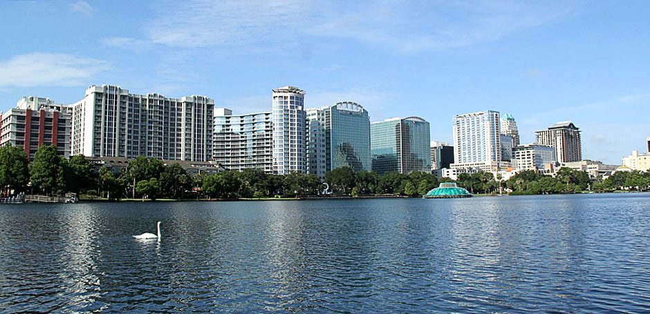 Orlando skyling by the water