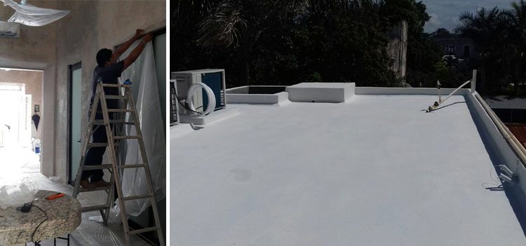 contractor prepping walls and roof painted ready for solar panel installation