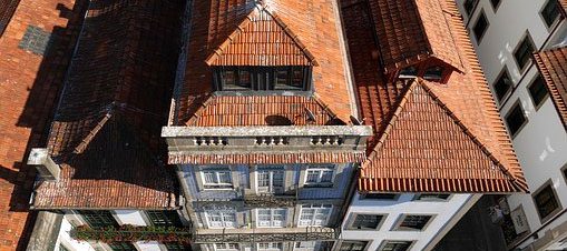 Looking down on a row of houses in Portugal