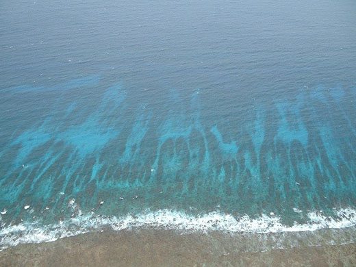 Aerial view of the Belize Barrier Reef