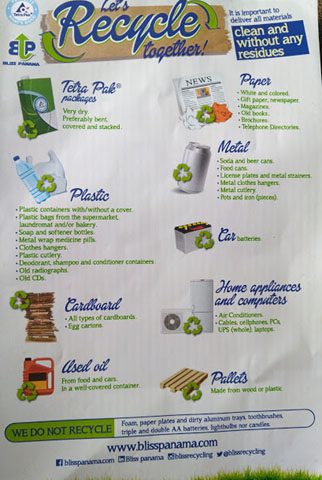a flyer from bliss panama recycling
