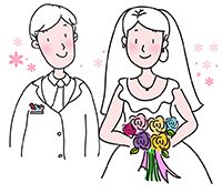 an illustration of a bride and groom