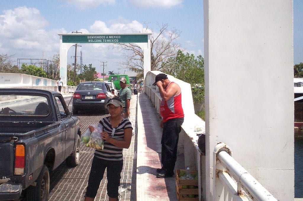 a bridge leading to the border between Mexico and Belize