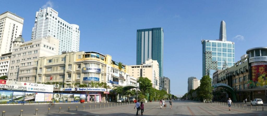 a street corner with office buildings