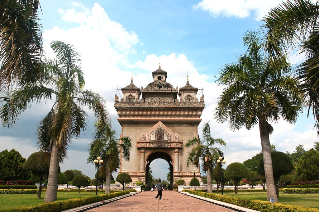 Patuxai a war memorial arch in Laos. Laos facts