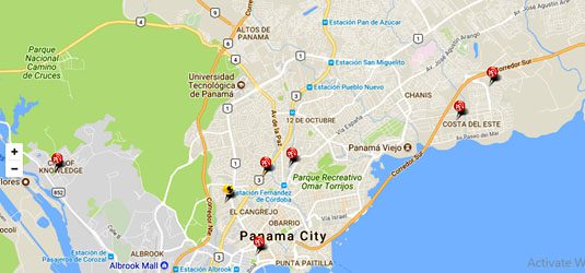 a map of panama city showing the recycyling centers