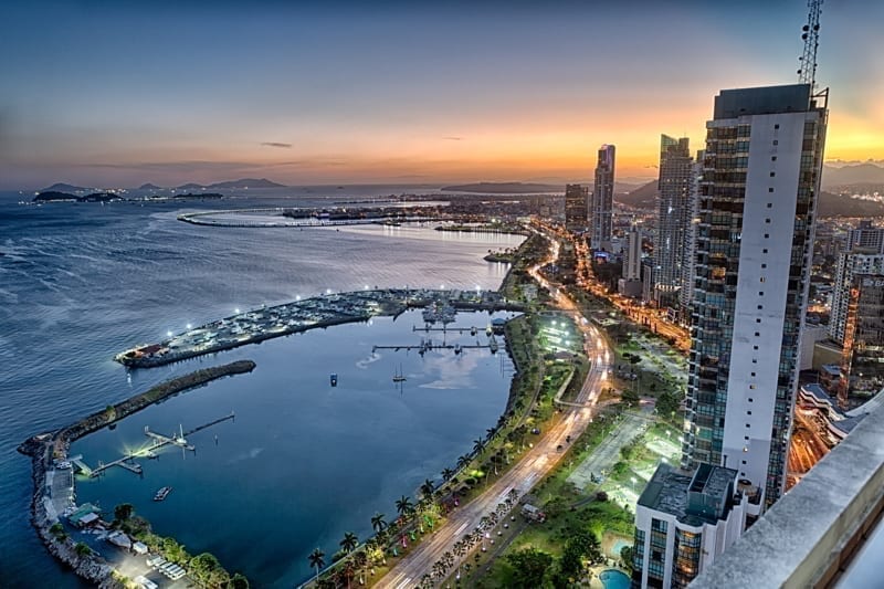 Panama City Skyline on summer night. 