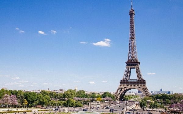 Eiffel Tower, Paris France on a sunny day