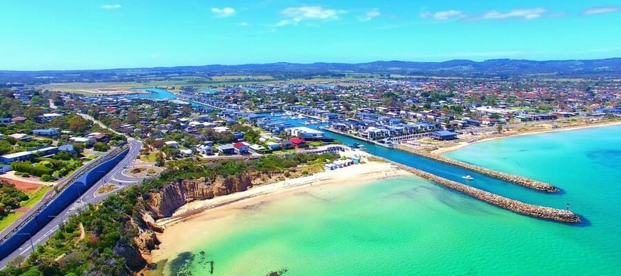 safety beach, located in the suburbs of Melbourne, Australia, on a bright sunny day.