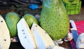 close up picture of guanábana, a tropical fruit