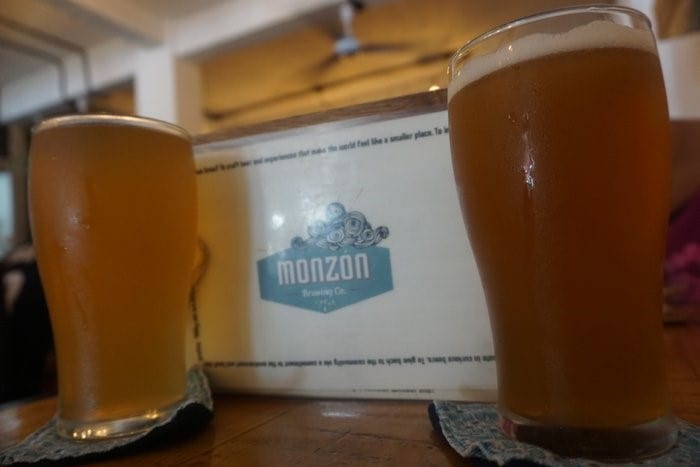 Two pints of Monzon beer