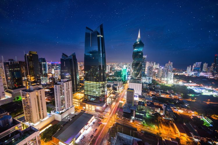 Skyscrapers in Panama City, Panama at night. invest in panama