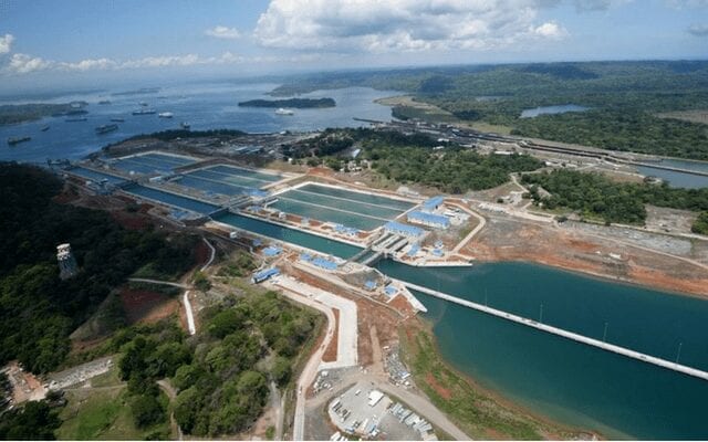 Panama Canal locks from the sky