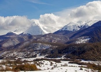campotosto abruzzo. rugged mountain countryside and one of the cheapest places to live in italy