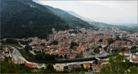 aerial view of popoli, abruzzo italy