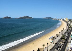beach shore and boulevar on mazatlán