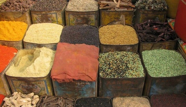 colorful herbs and powders india