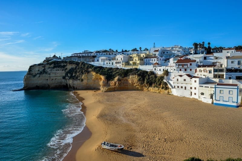 Carvoeiro town and beach in the Algarve, Portugal.