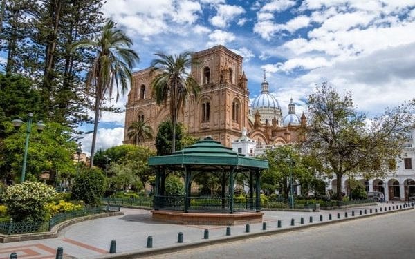 Colonial cathedral in Cuenca, Ecuador