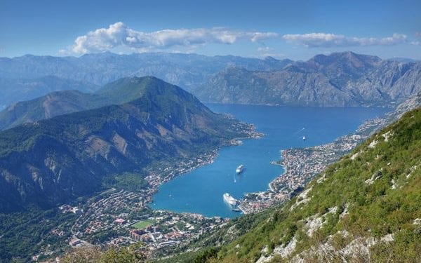 View of the Bay of Kotor from the top of a mountain