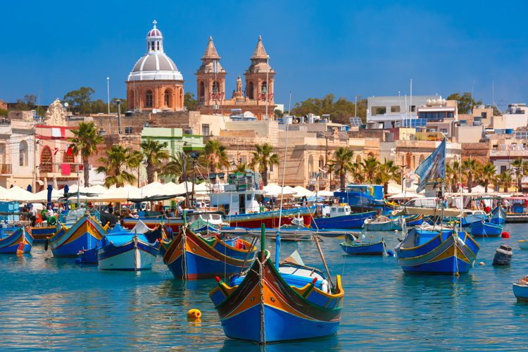 A harbor in Malta. map of malta