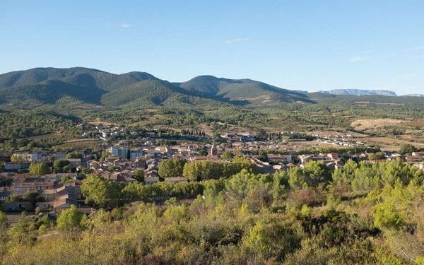 View of Saint Chinian and the mountains in the background
