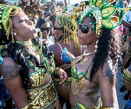 Dancers dressed up for carnival in Belize